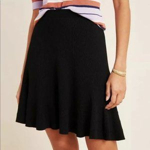 Anthropologie Maeve Jovie Black Ribbed Sweater Skirt